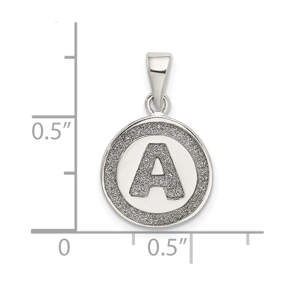 Sterling Silver Glitter Enamel Letter A Initial Circle Pendant