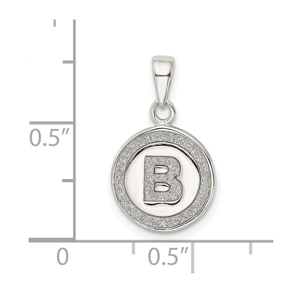 Sterling Silver Glitter Enamel Letter B Initial Circle Pendant