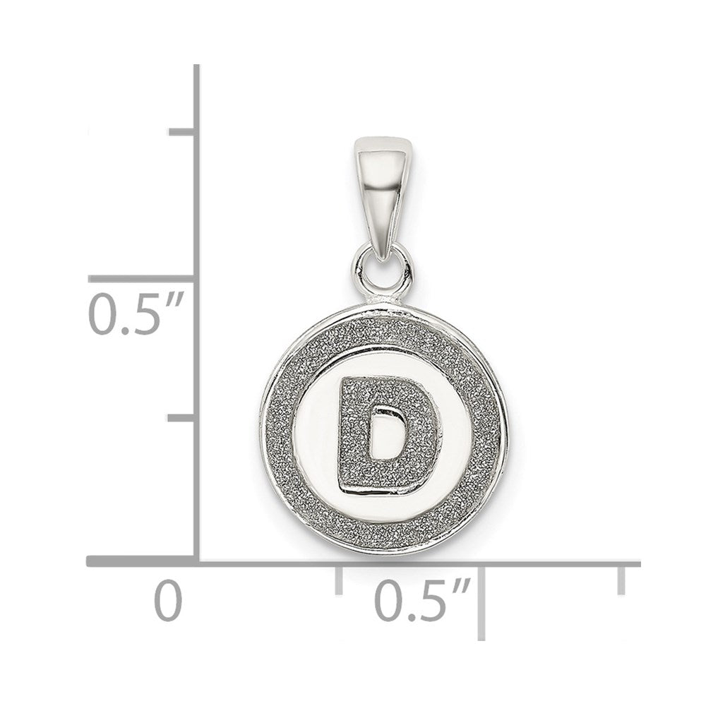 Sterling Silver Glitter Enamel Letter D Initial Circle Pendant