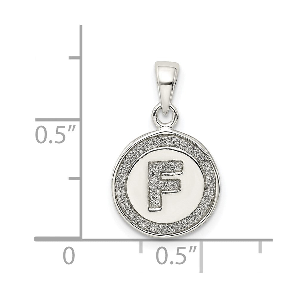 Sterling Silver Glitter Enamel Letter F Initial Circle Pendant