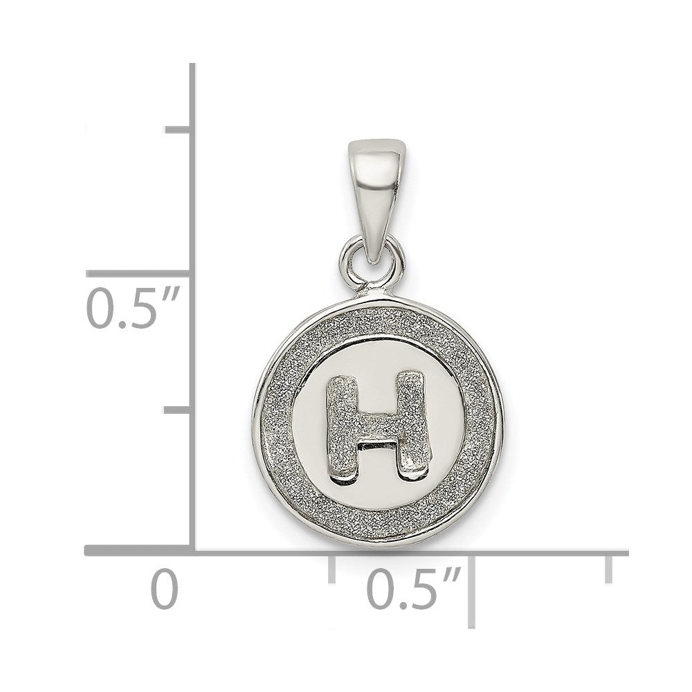 Sterling Silver Glitter Enamel Letter H Initial Circle Pendant