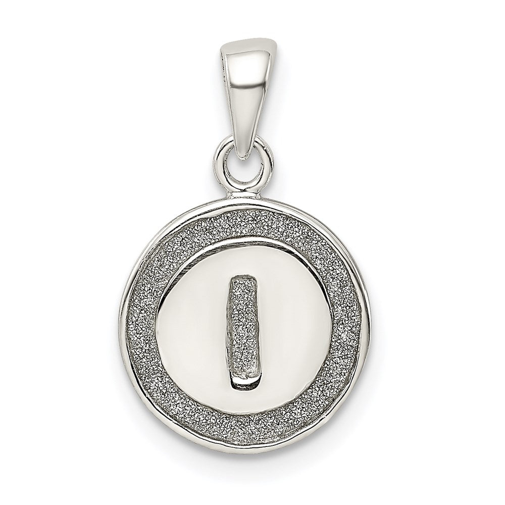 Sterling Silver Glitter Enamel Letter I Initial Circle Pendant