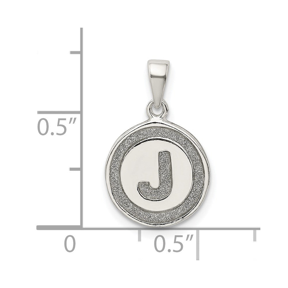 Sterling Silver Glitter Enamel Letter J Initial Circle Pendant