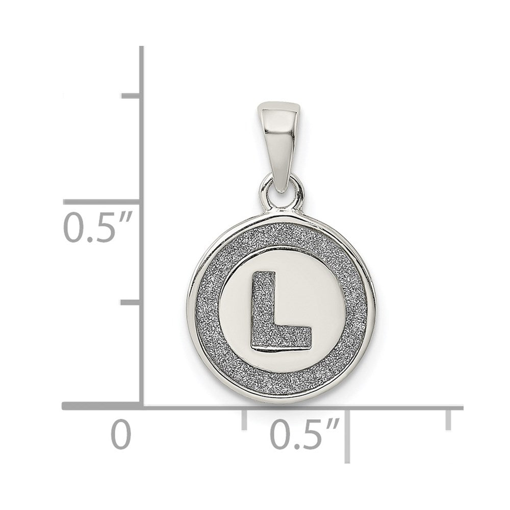 Sterling Silver Glitter Enamel Letter L Initial Circle Pendant