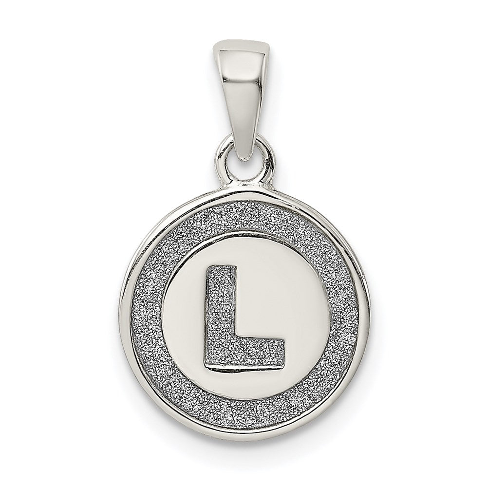 Sterling Silver Glitter Enamel Letter L Initial Circle Pendant