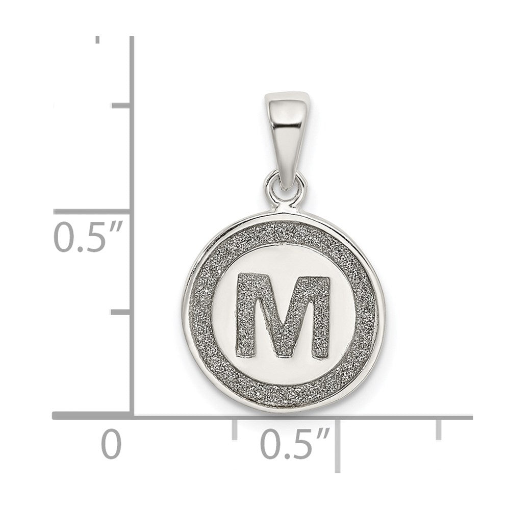 Sterling Silver Glitter Enamel Letter M Initial Circle Pendant