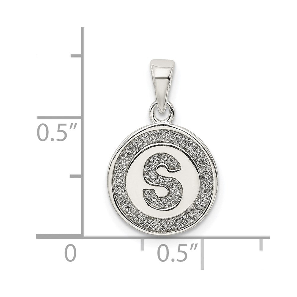 Sterling Silver Glitter Enamel Letter S Initial Circle Pendant