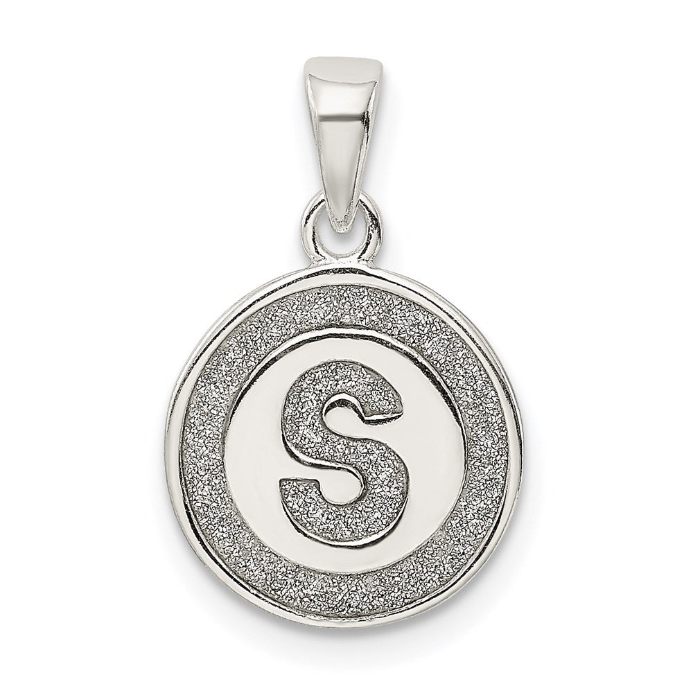 Sterling Silver Glitter Enamel Letter S Initial Circle Pendant