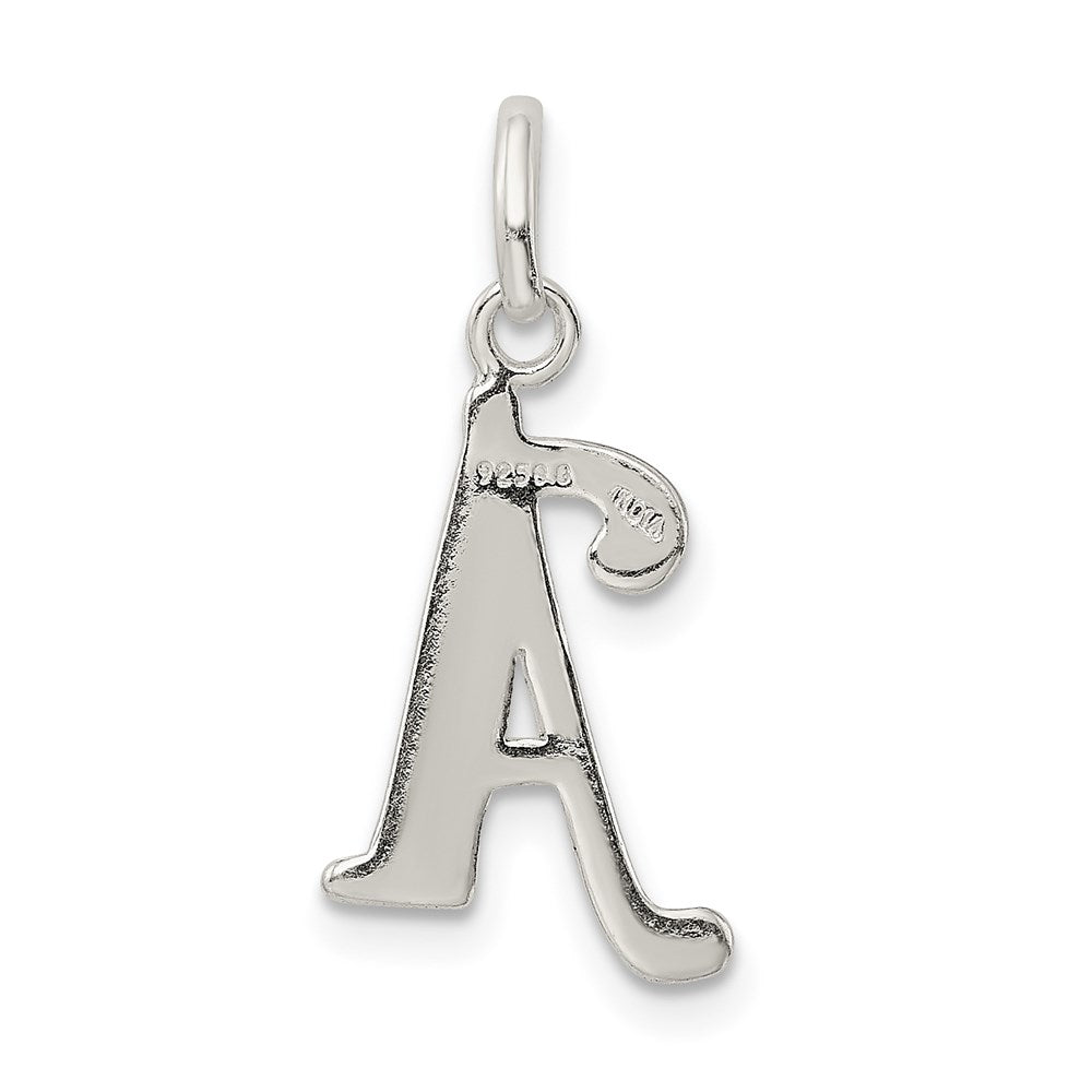 Sterling Silver Polished Glitter Enamel Letter A Initial Charm