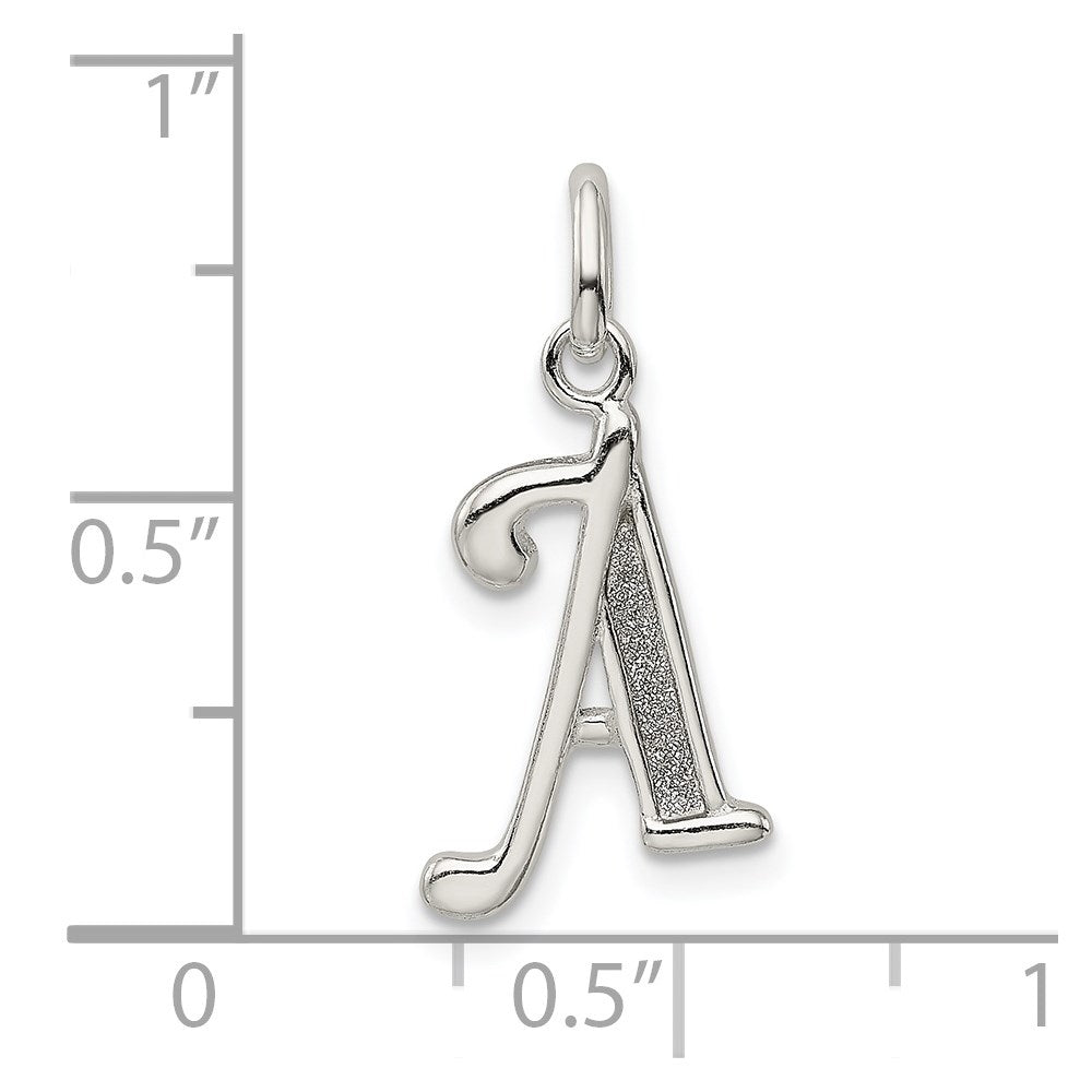 Sterling Silver Polished Glitter Enamel Letter A Initial Charm