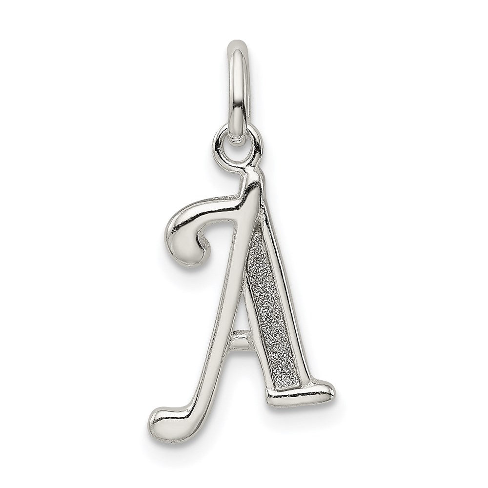 Sterling Silver Polished Glitter Enamel Letter A Initial Charm