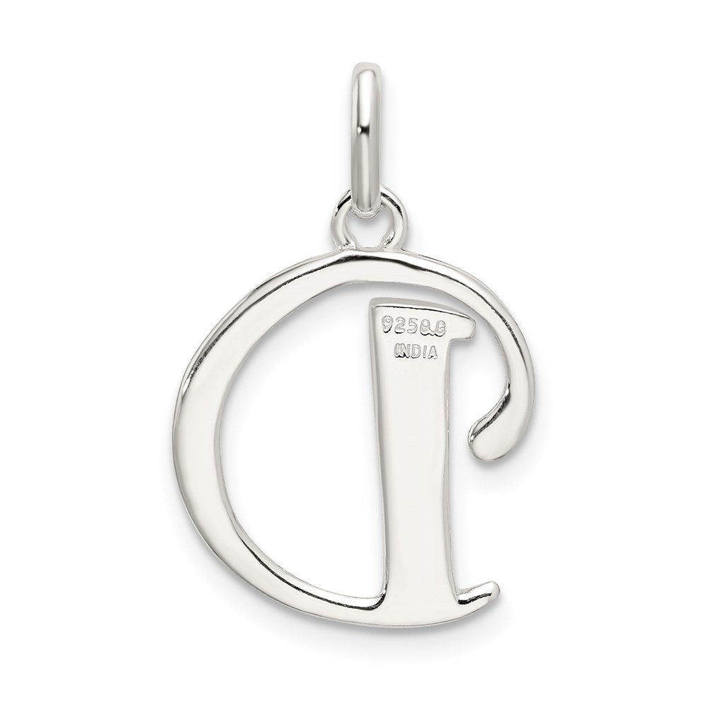 Sterling Silver Polished Glitter Enamel Letter D Initial Charm