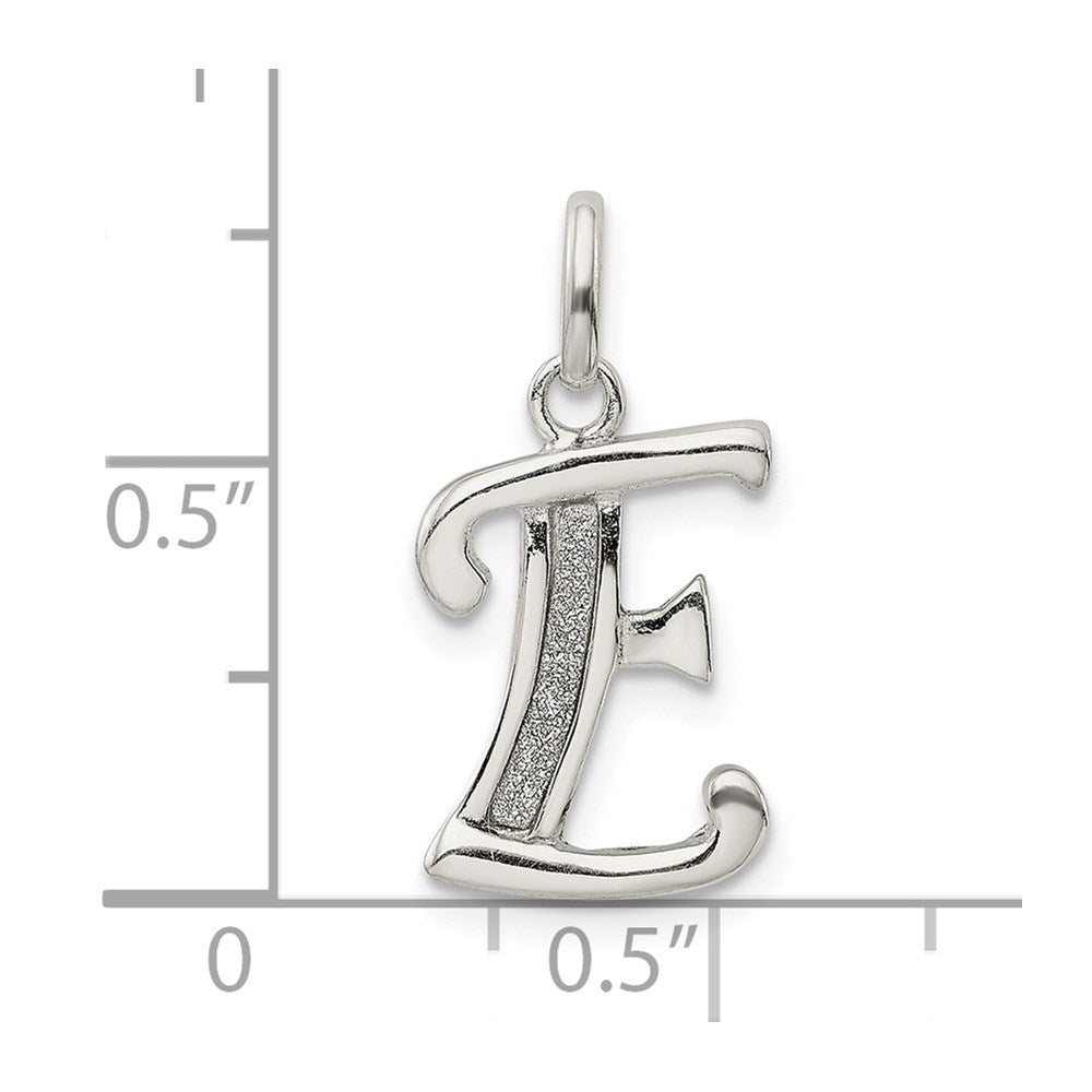 Sterling Silver Polished Glitter Enamel Letter E Initial Charm