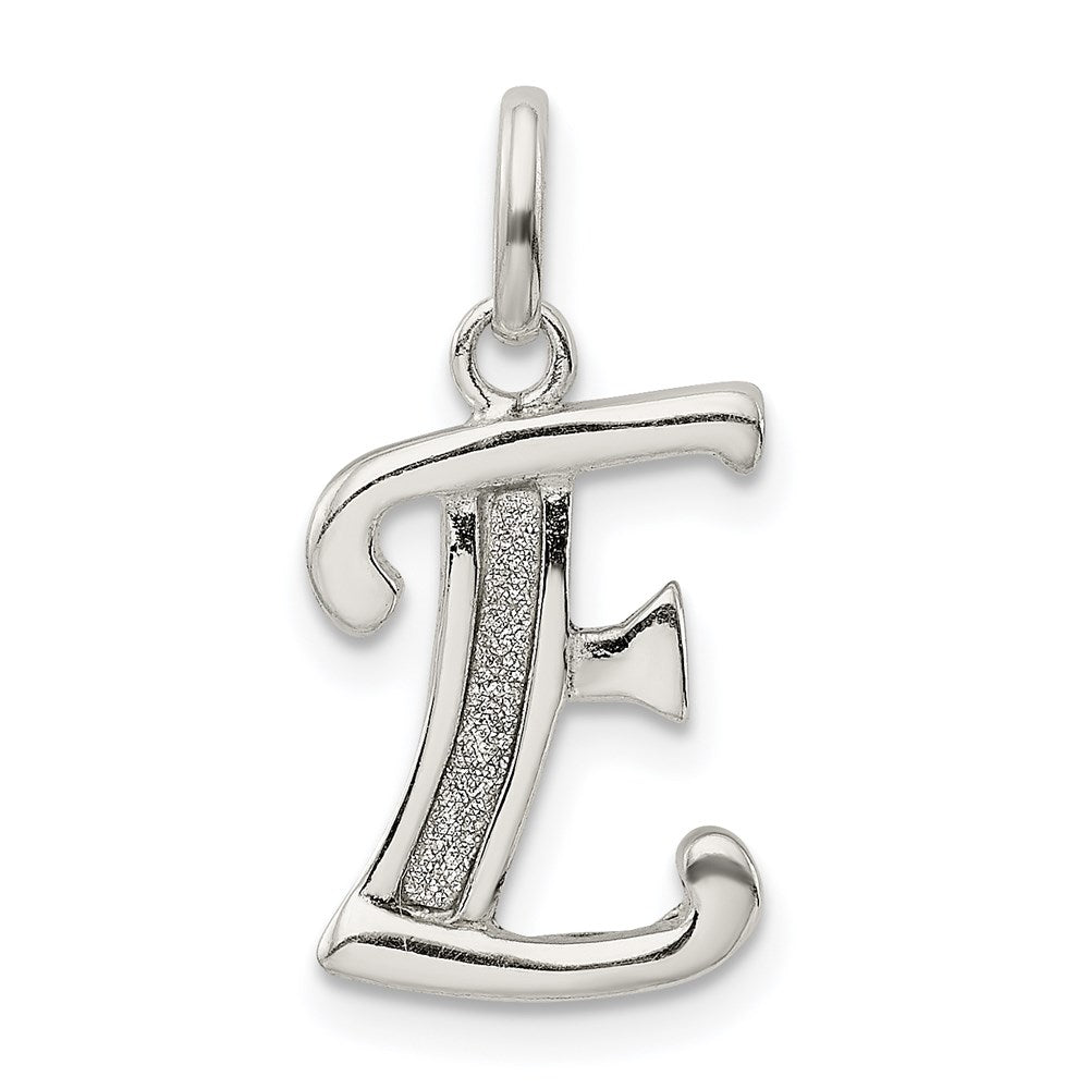 Sterling Silver Polished Glitter Enamel Letter E Initial Charm