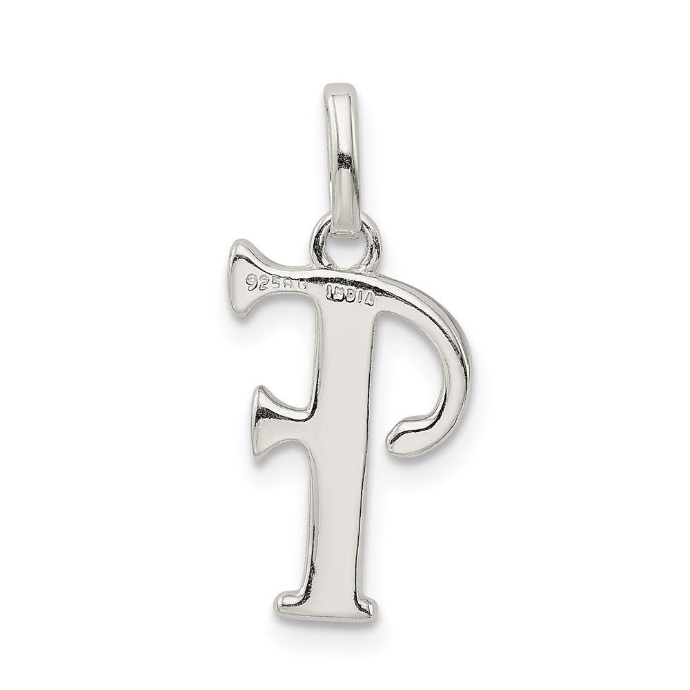 Sterling Silver Polished Glitter Enamel Letter F Initial Charm