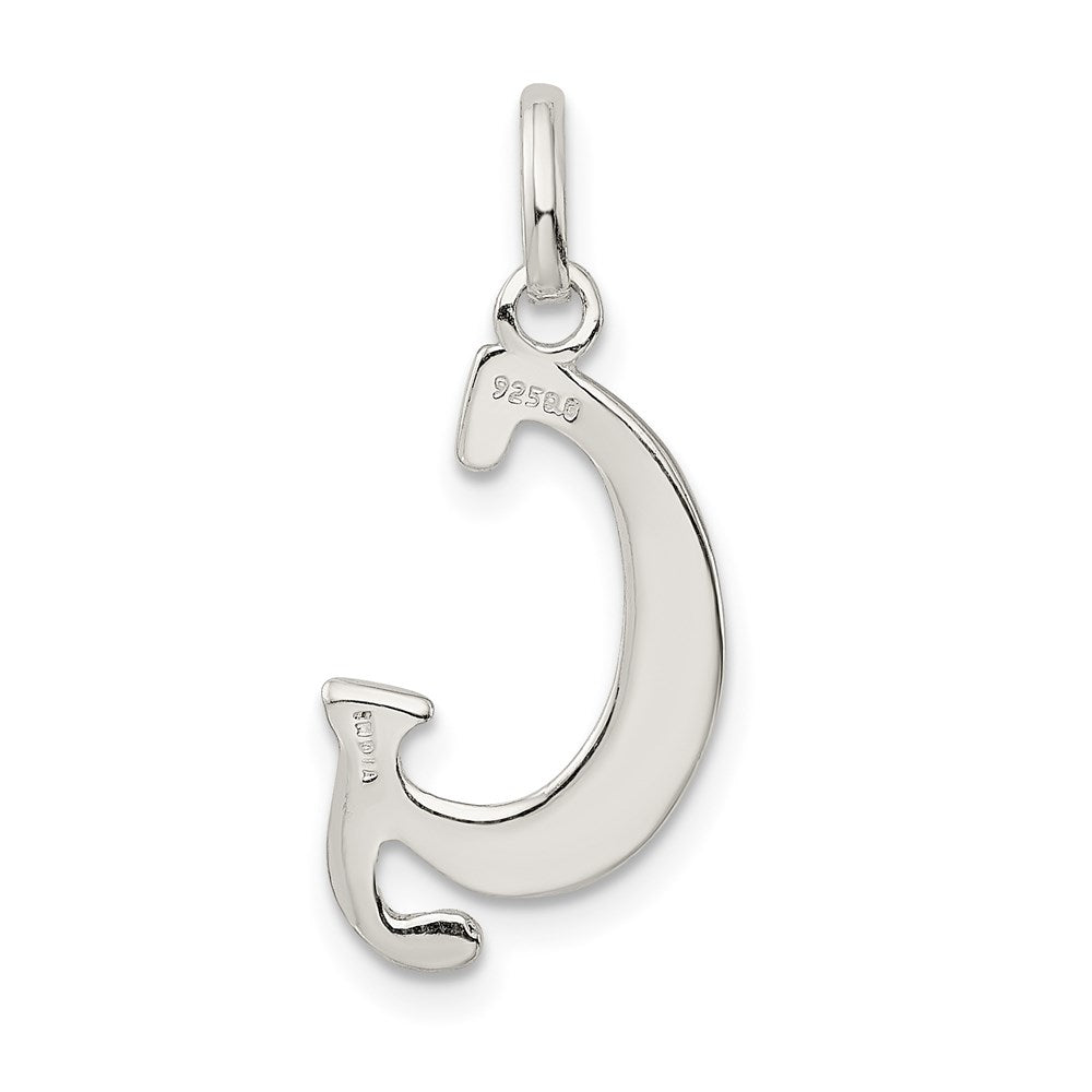 Sterling Silver Polished Glitter Enamel Letter G Initial Charm