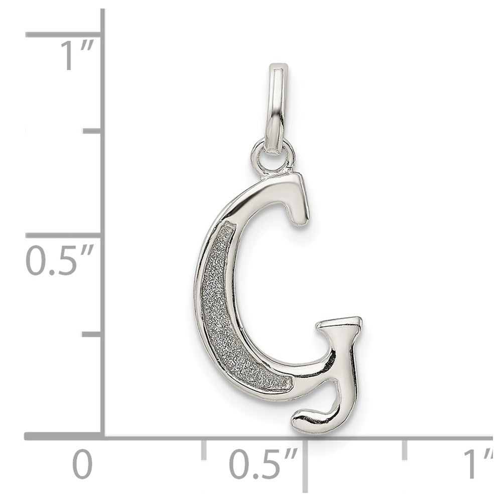 Sterling Silver Polished Glitter Enamel Letter G Initial Charm