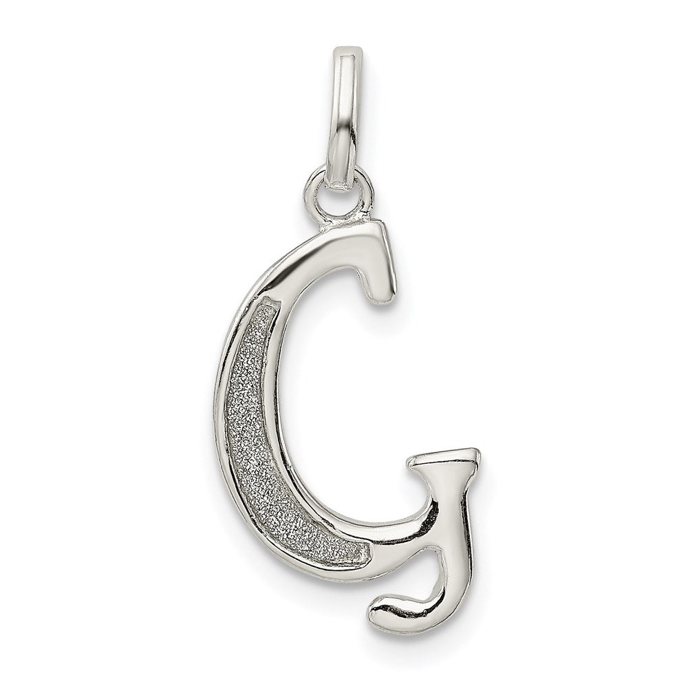 Sterling Silver Polished Glitter Enamel Letter G Initial Charm