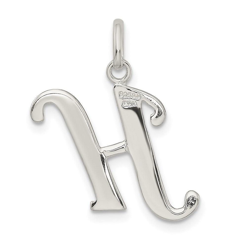 Sterling Silver Polished Glitter Enamel Letter H Initial Charm