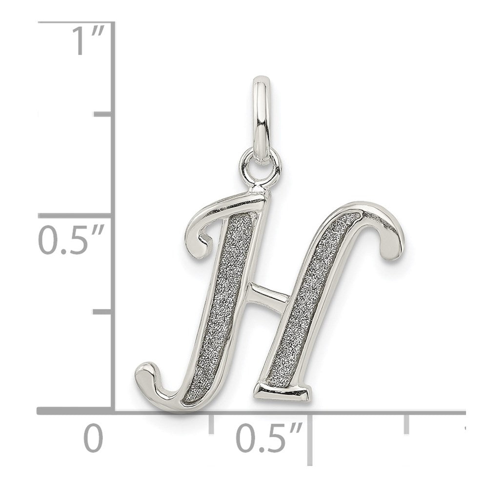 Sterling Silver Polished Glitter Enamel Letter H Initial Charm