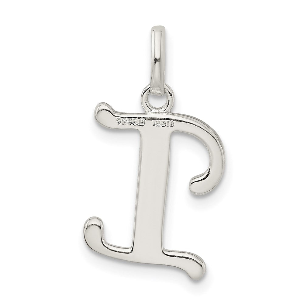 Sterling Silver Polished Glitter Enamel Letter I Initial Charm