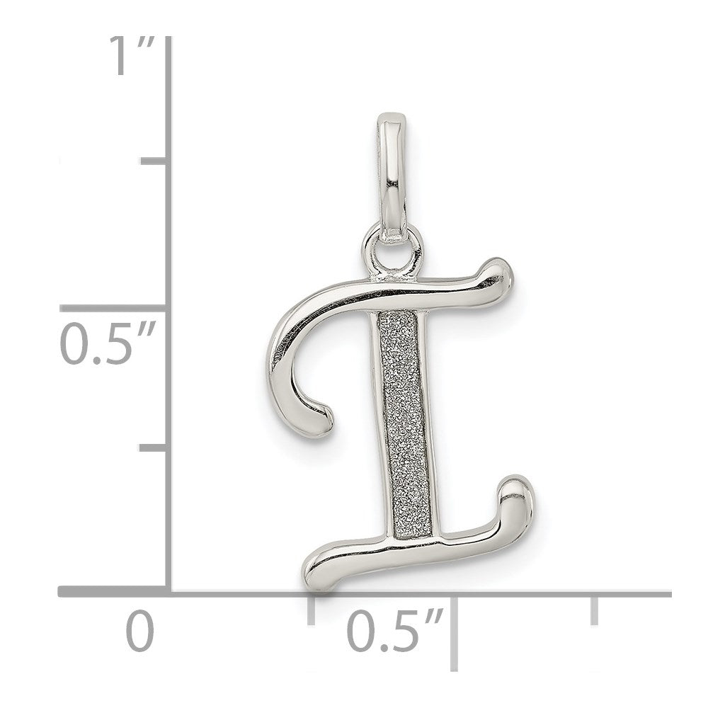 Sterling Silver Polished Glitter Enamel Letter I Initial Charm