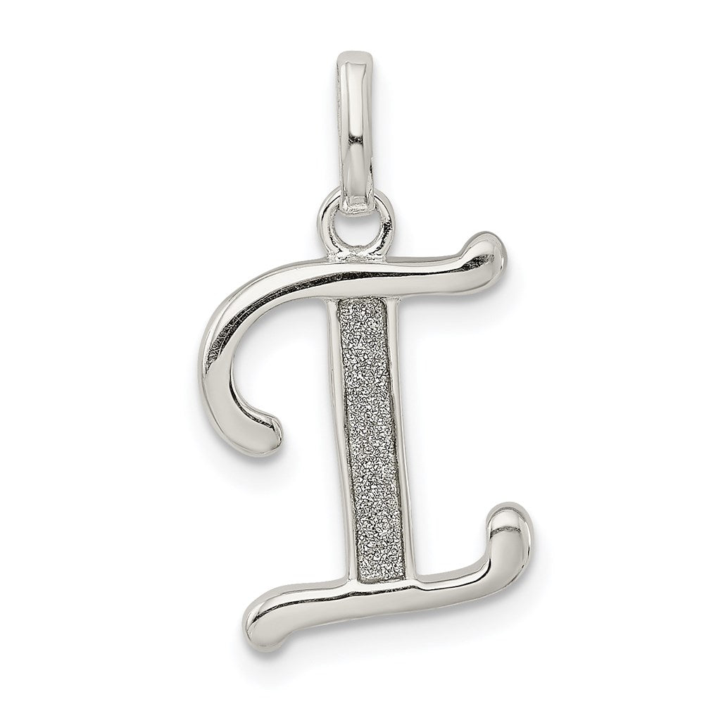 Sterling Silver Polished Glitter Enamel Letter I Initial Charm