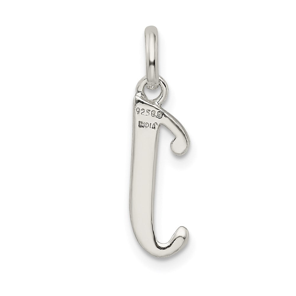 Sterling Silver Polished Glitter Enamel Letter J Initial Charm