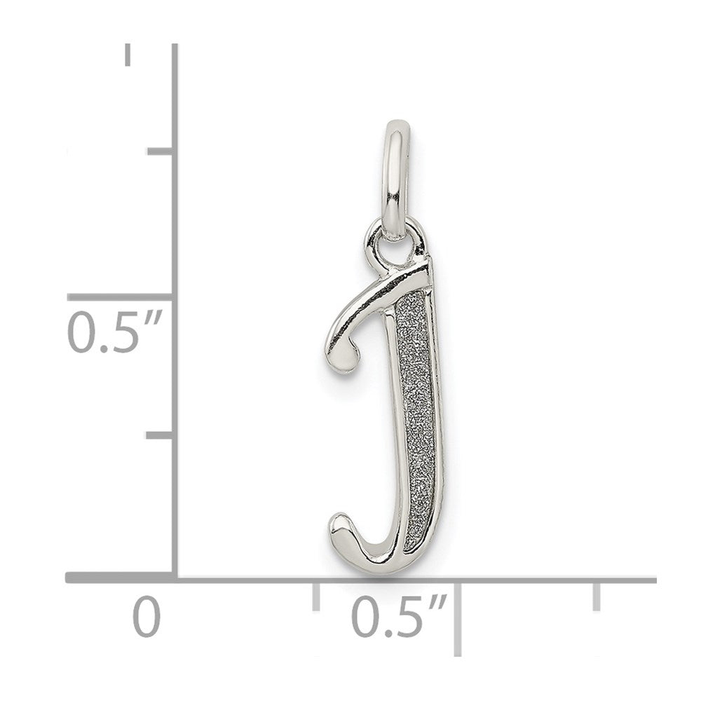 Sterling Silver Polished Glitter Enamel Letter J Initial Charm