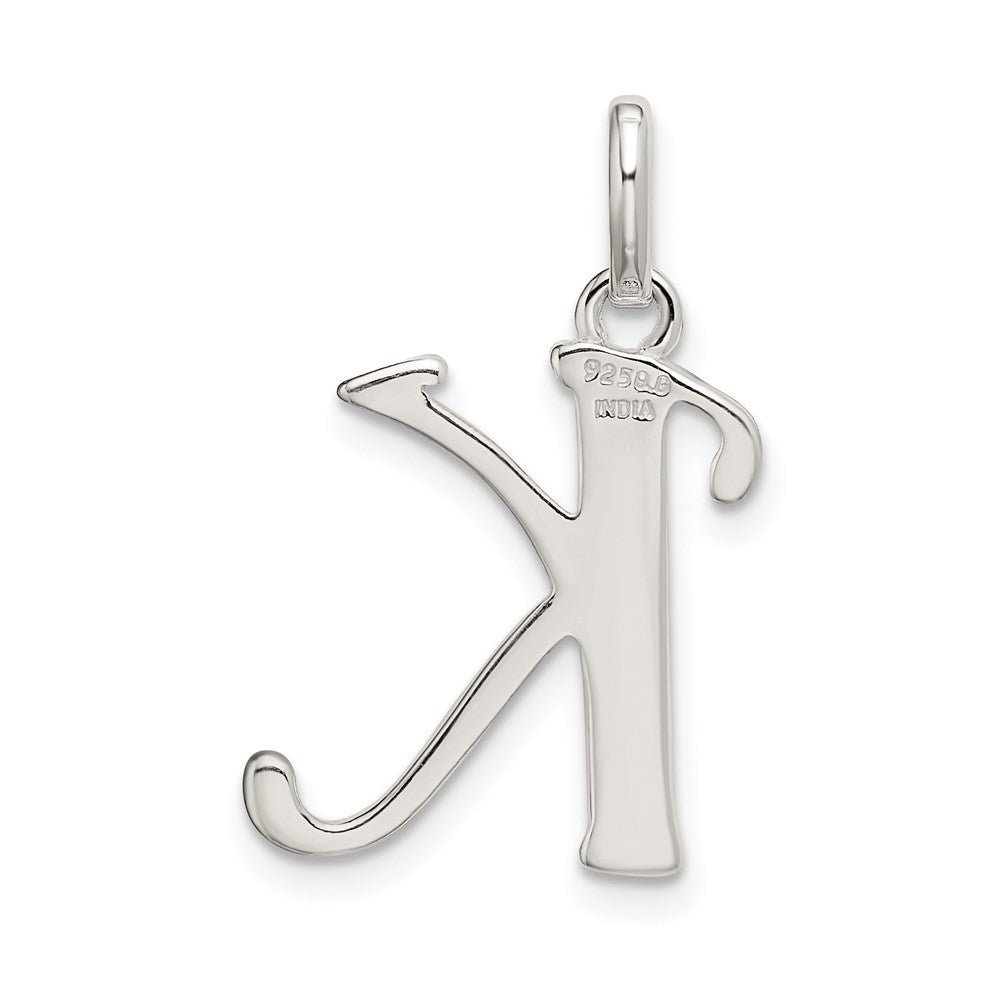 Sterling Silver Polished Glitter Enamel Letter K Initial Charm