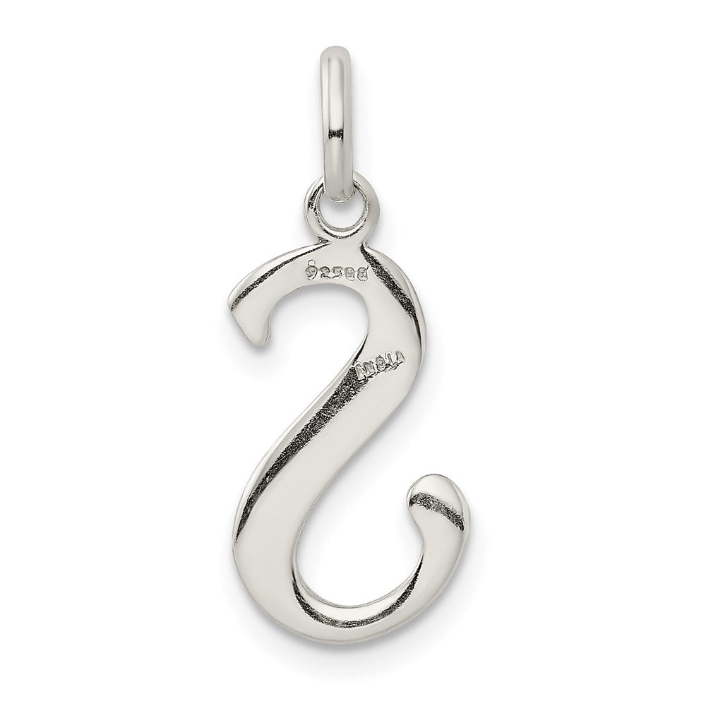 Sterling Silver Polished Glitter Enamel Letter S Initial Charm