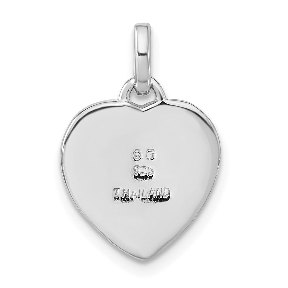 Sterling Silver Rhodium-plated Polished Love Heart Pendant