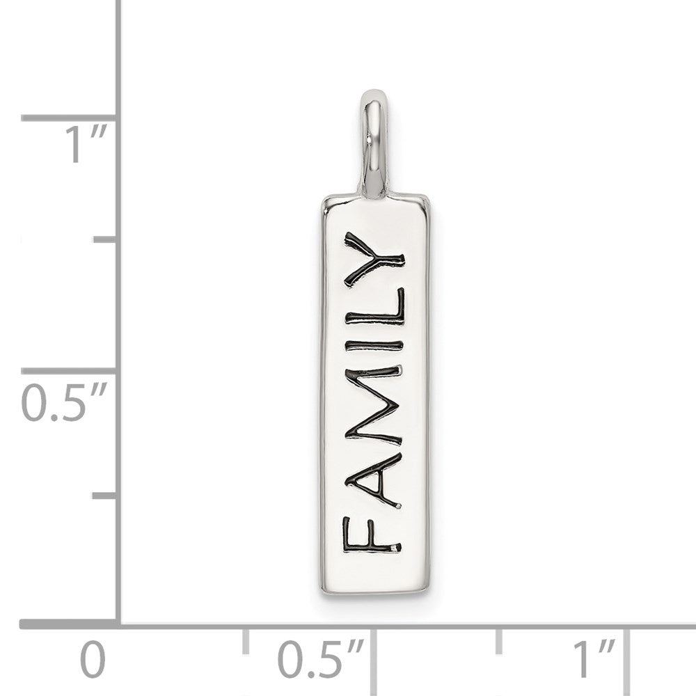 Sterling Silver Polished Enameled FAMILY Pendant