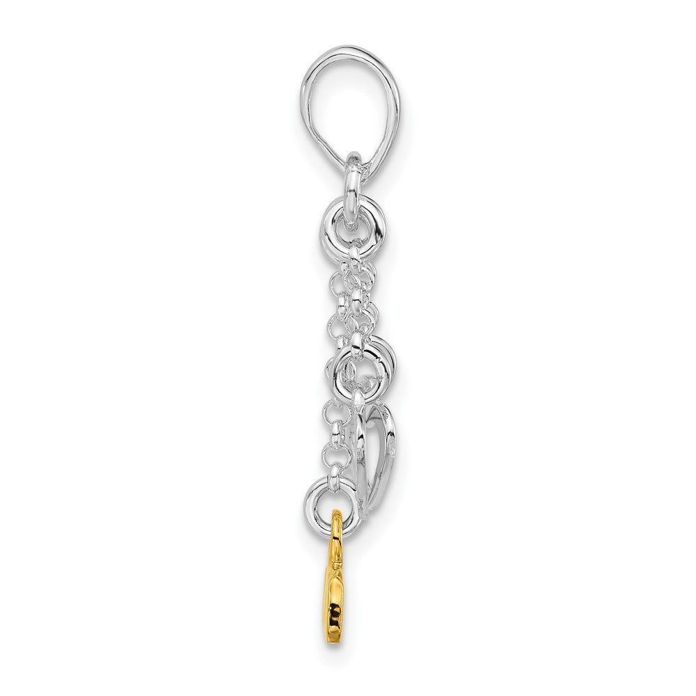 Sterling Silver & Gold-tone Love and Hearts Dangle Pendant