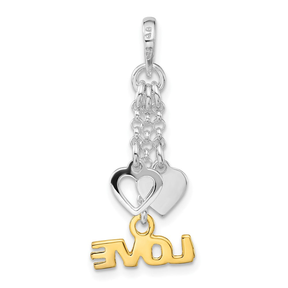 Sterling Silver & Gold-tone Love and Hearts Dangle Pendant