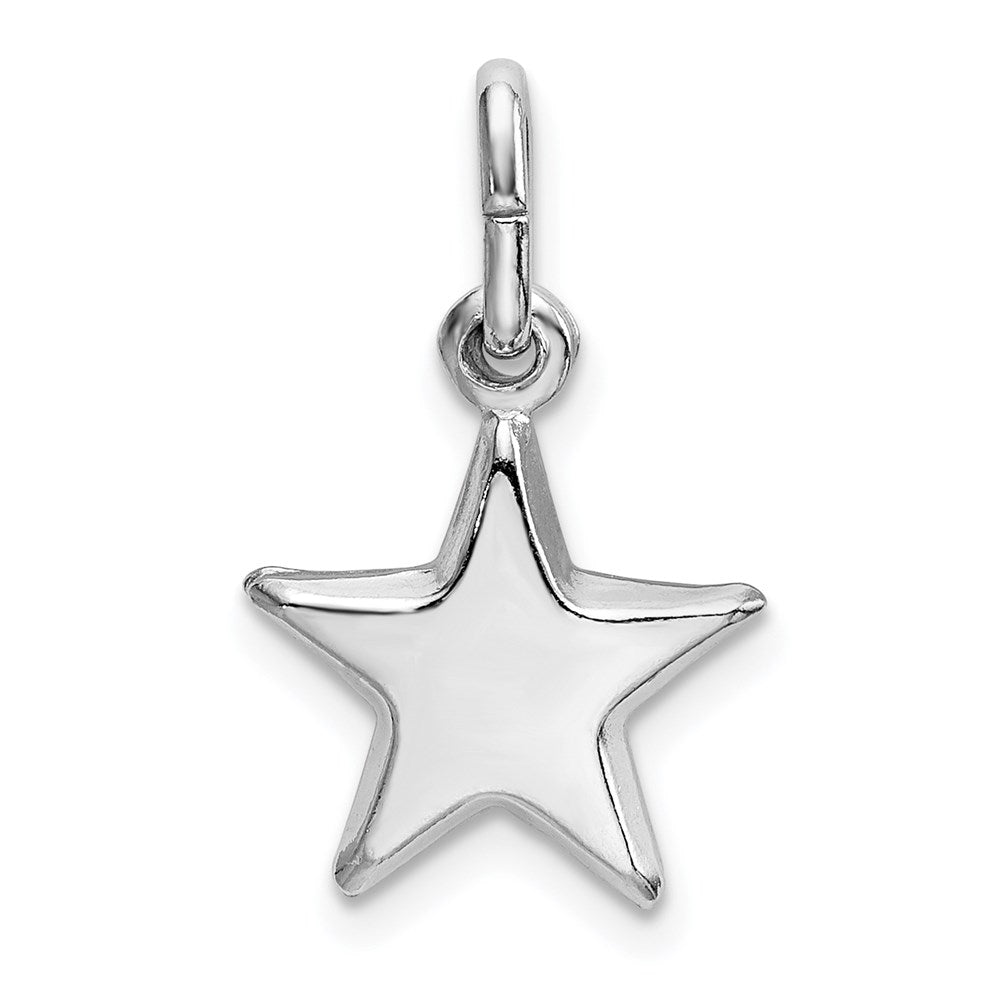 Sterling Silver Rhodium Plated Polished Star Charm