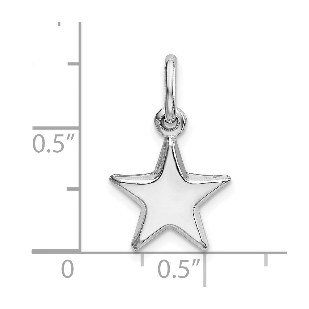 Sterling Silver Rhodium Plated Polished Star Charm