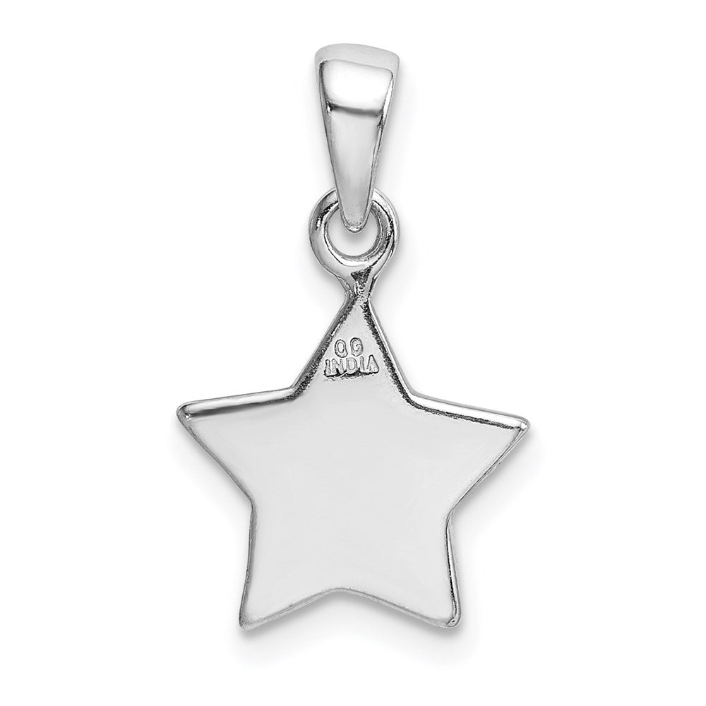 Sterling Silver Rhodium-plated Glitter Enamel Fabric Star Pendant