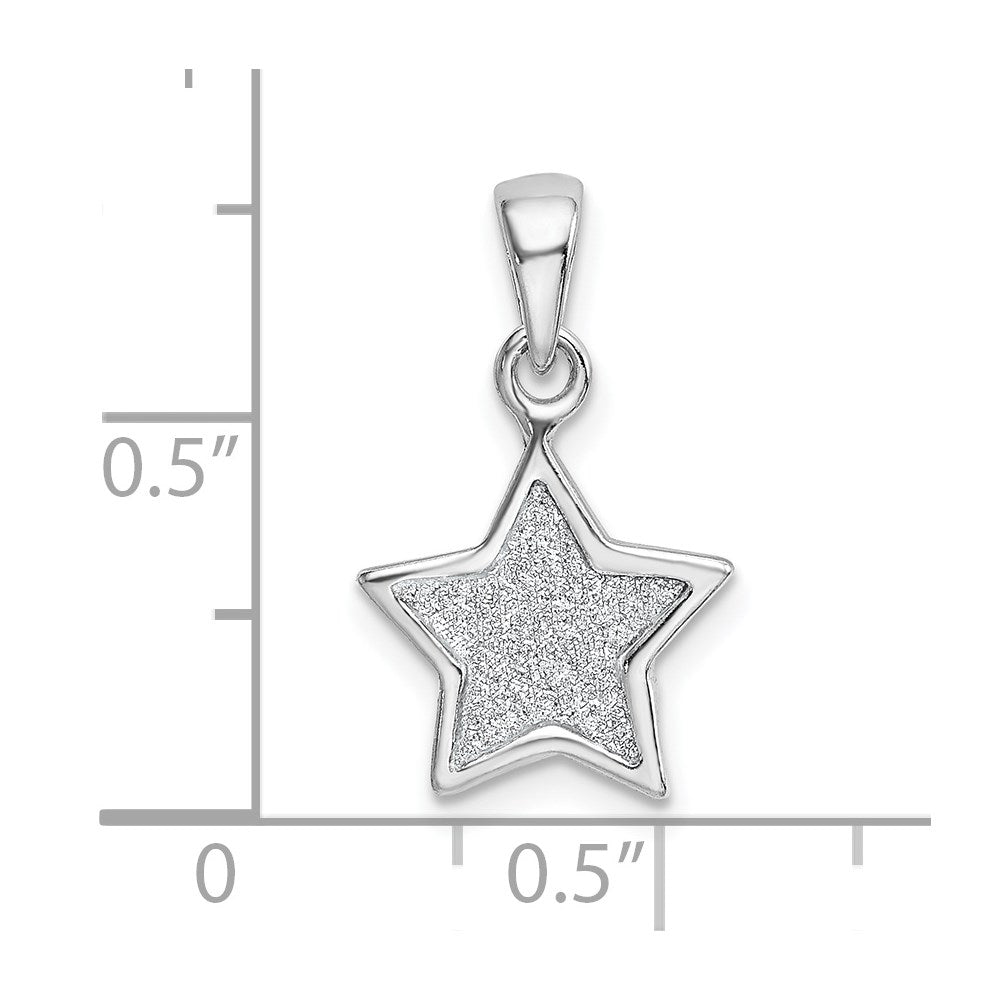 Sterling Silver Rhodium-plated Glitter Enamel Fabric Star Pendant