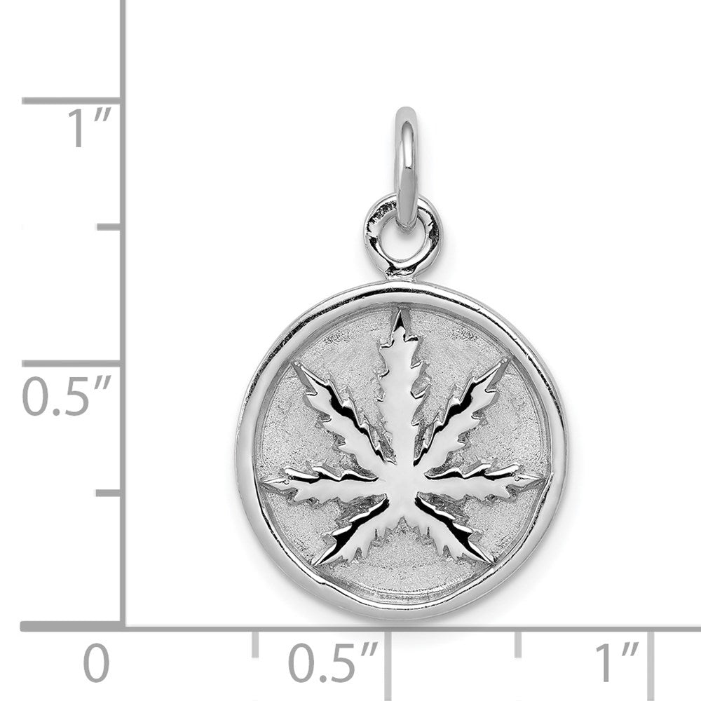 Sterling Silver Rhodium-plated Polished Leaf Pendant