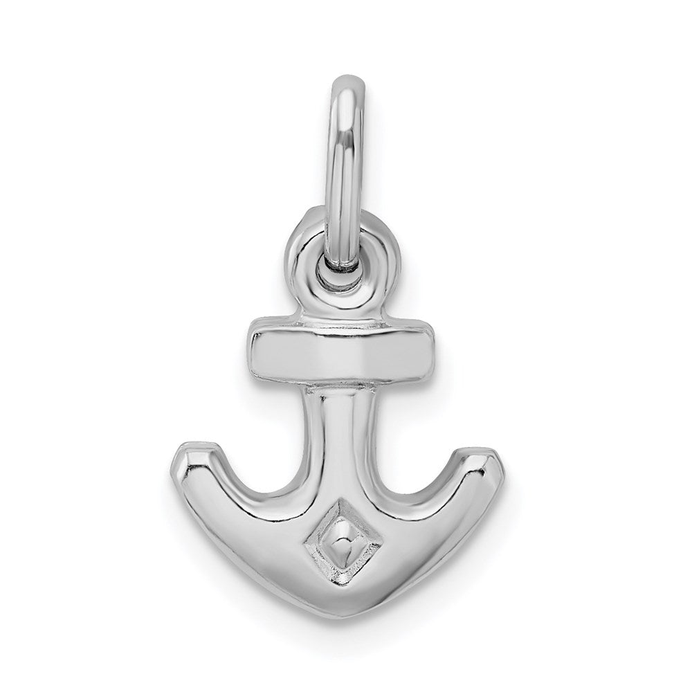 Sterling Silver Rhodium Plated Polished Anchor Charm