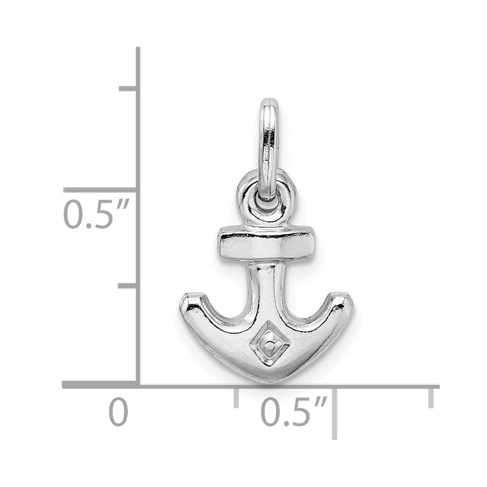 Sterling Silver Rhodium Plated Polished Anchor Charm