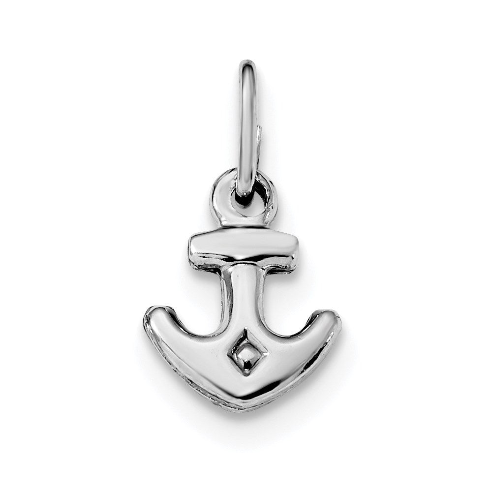 Sterling Silver Rhodium Plated Polished Anchor Charm