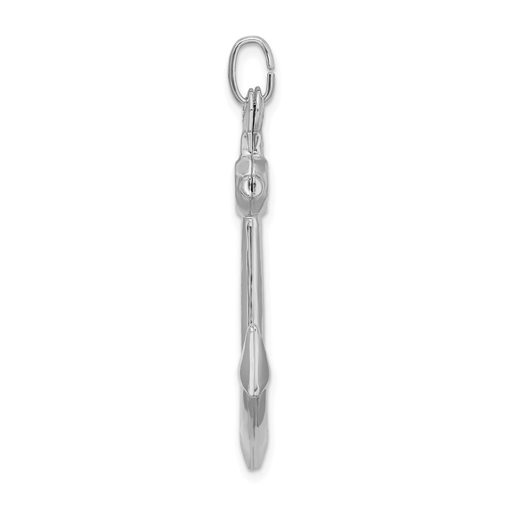 Sterling Silver Rhodium Plated Polished Anchor Charm