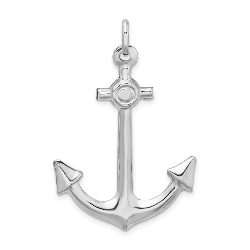 Sterling Silver Rhodium Plated Polished Anchor Charm