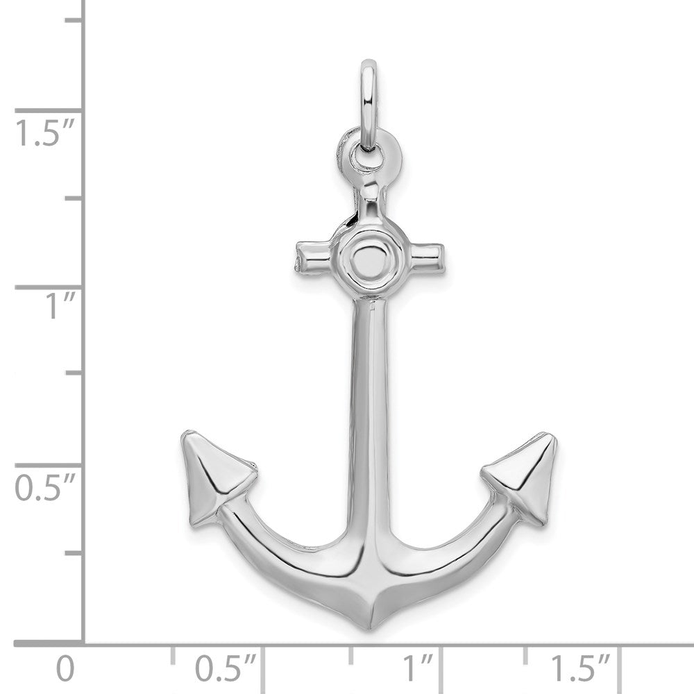 Sterling Silver Rhodium Plated Polished Anchor Charm