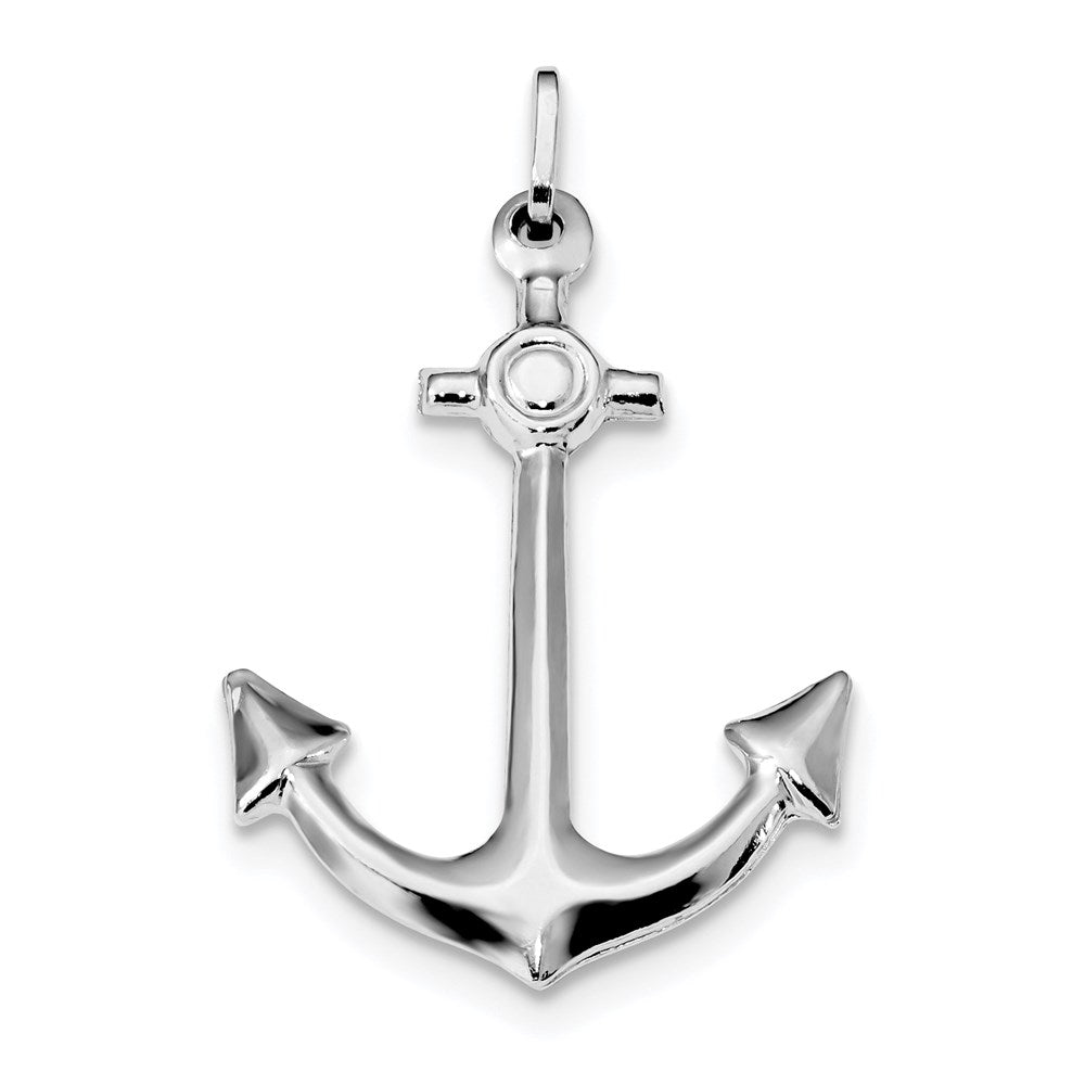 Sterling Silver Rhodium Plated Polished Anchor Charm