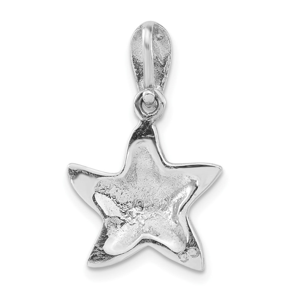 Sterling Silver Polished & Antiqued Blue Epoxy & Marcasite Star Pendant