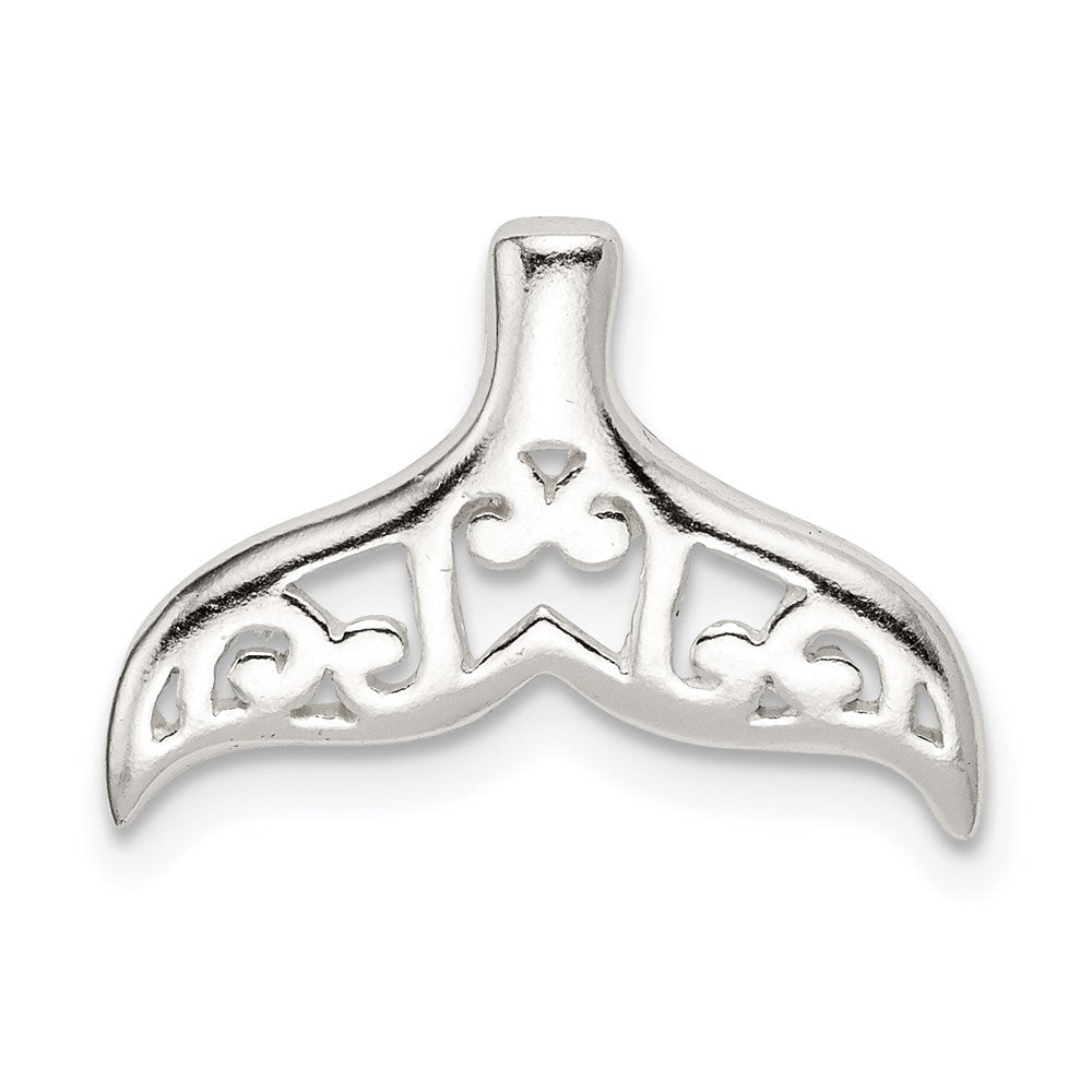 Sterling Silver Polished Filigree Whale Tail Chain Slide