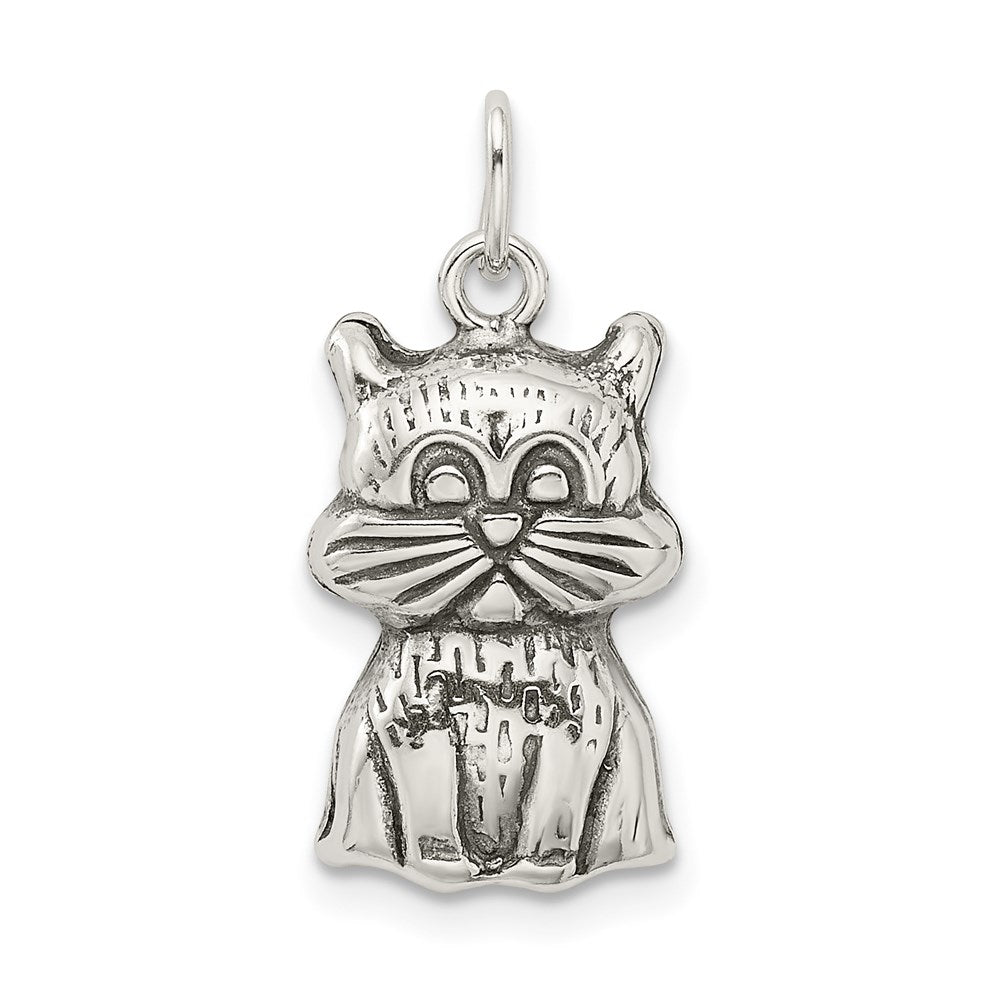 Sterling Silver Antiqued Cat Charm